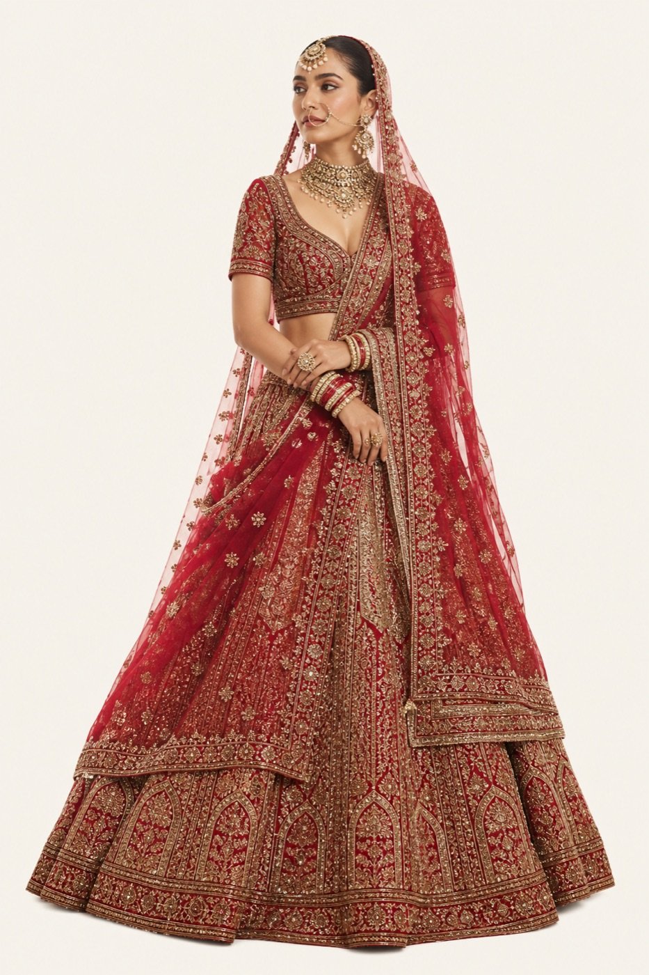 Embroidered bridal lehenga